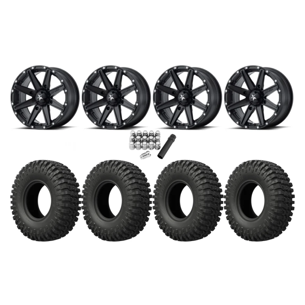 EFX MotoCrusher 33x10-15 Tires on MSA M33 Clutch Wheels, complete kit