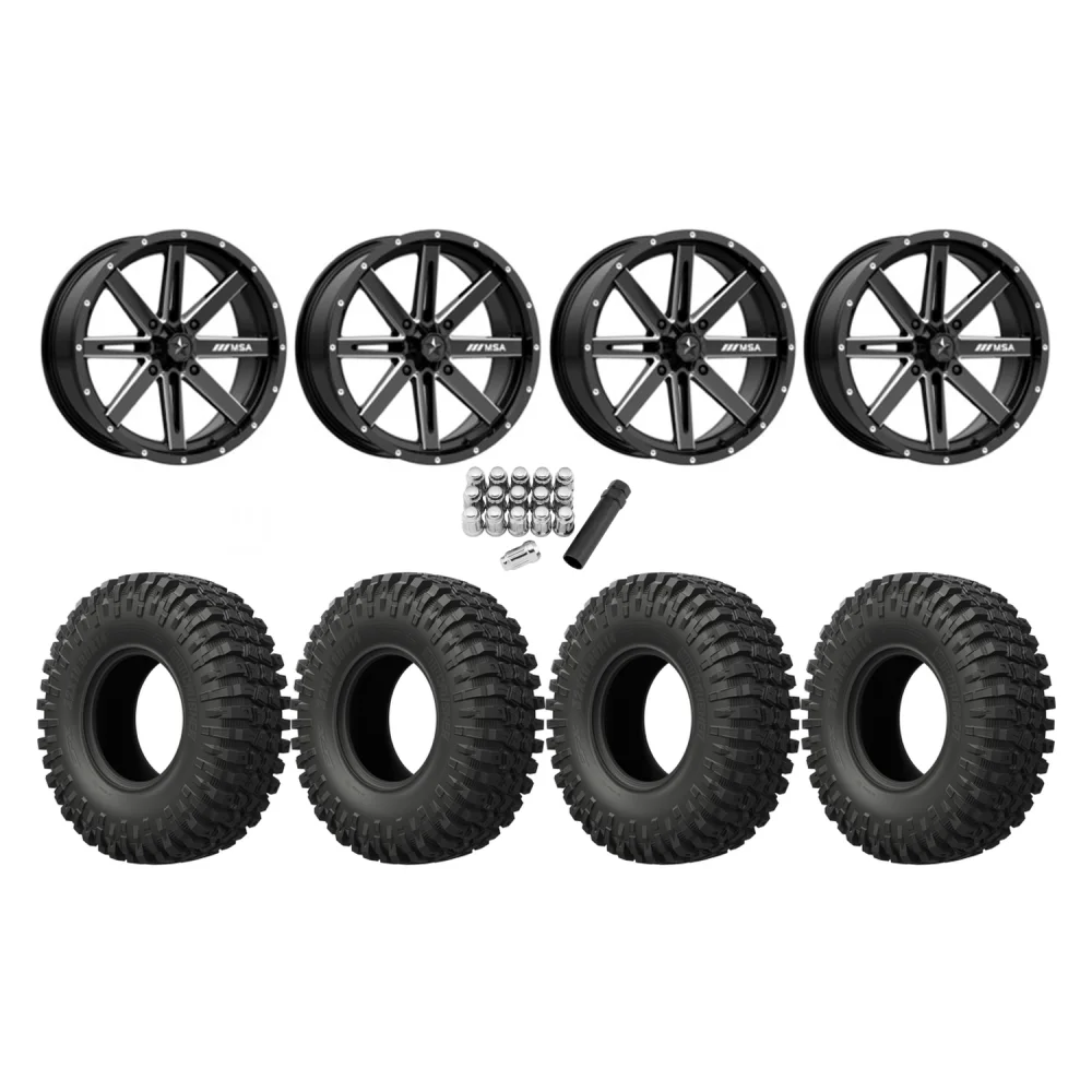 EFX MotoCrusher 33x10-15 Tires on MSA M41 Boxer Wheels, complete kit