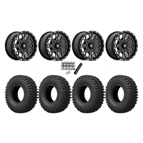 EFX MotoCrusher 32x10-14 Tires on MSA M45 Portal Gloss Black Milled Wheels