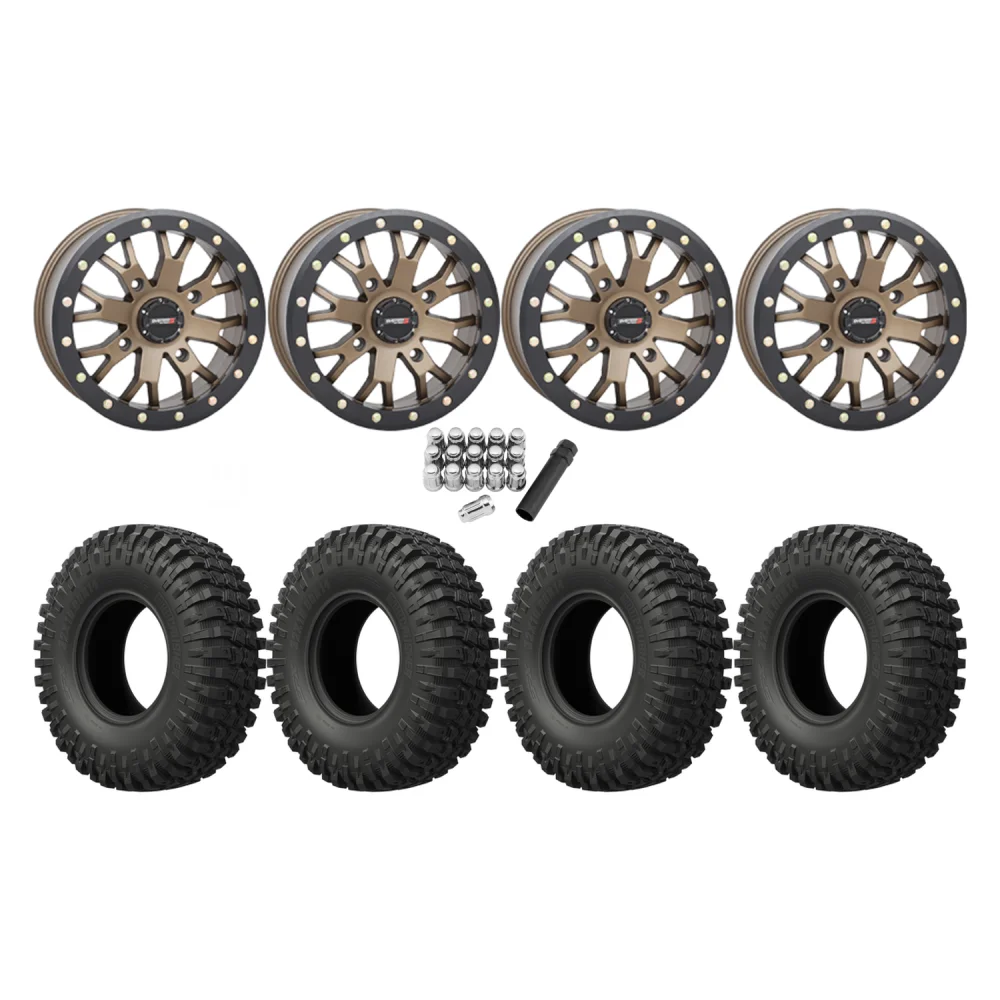 EFX MotoCrusher 33x10-15 Tires on SB-4 Bronze Beadlock Wheels, complete kit