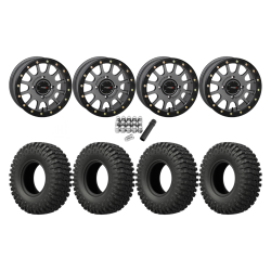 EFX MotoCrusher 32x10-14 Tires on SB-5 Gunmetal Grey Beadlock Wheels
