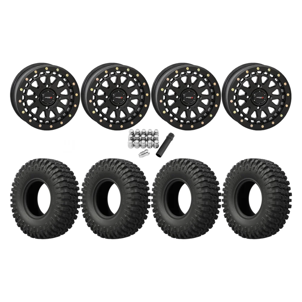 EFX MotoCrusher 32x10-15 Tires on SB-6 Matte Black Beadlock Wheels, complete kit
