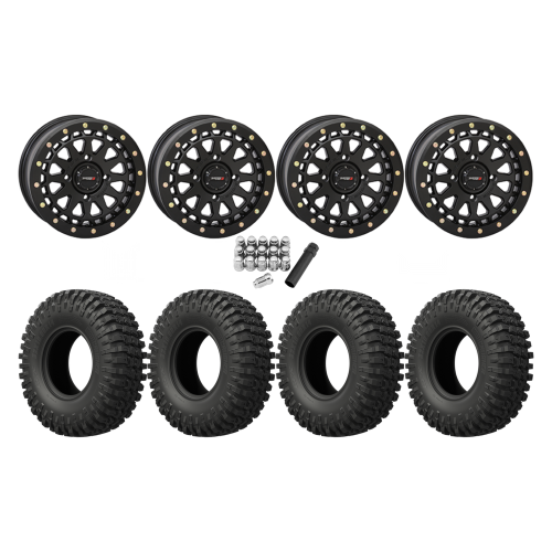 EFX MotoCrusher 33x10-15 Tires on SB-6 Matte Black Beadlock Wheels