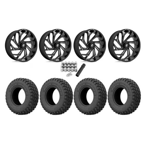 EFX MotoHammer 34x10-20 Tires on Fuel Reaction Gloss Black Milled Wheels