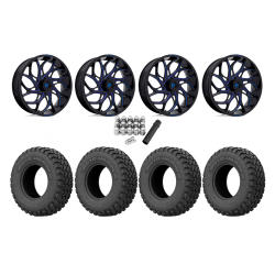 EFX Motohammer 33x10-18 Tires on Fuel Runner Candy Blue Wheels EFX Motohammer 33x10-18 Tires on Fuel Runner Candy Blue Wheels