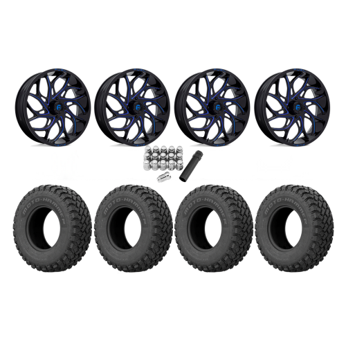 EFX Motohammer 34x10-20 Tires on Fuel Runner Candy Blue Wheels