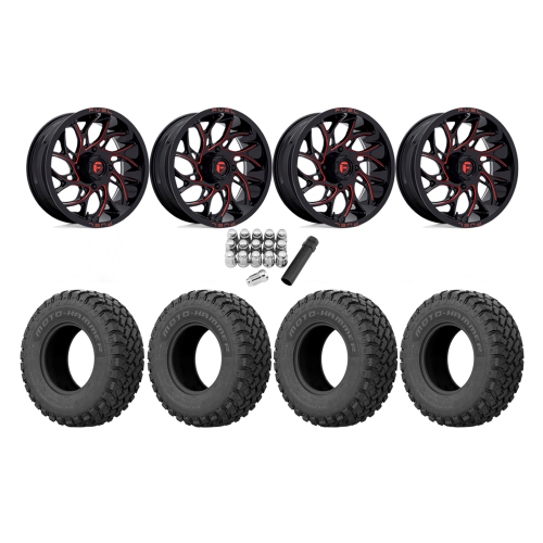 EFX Motohammer 34x10-20 Tires on Fuel Runner Candy Red Wheels