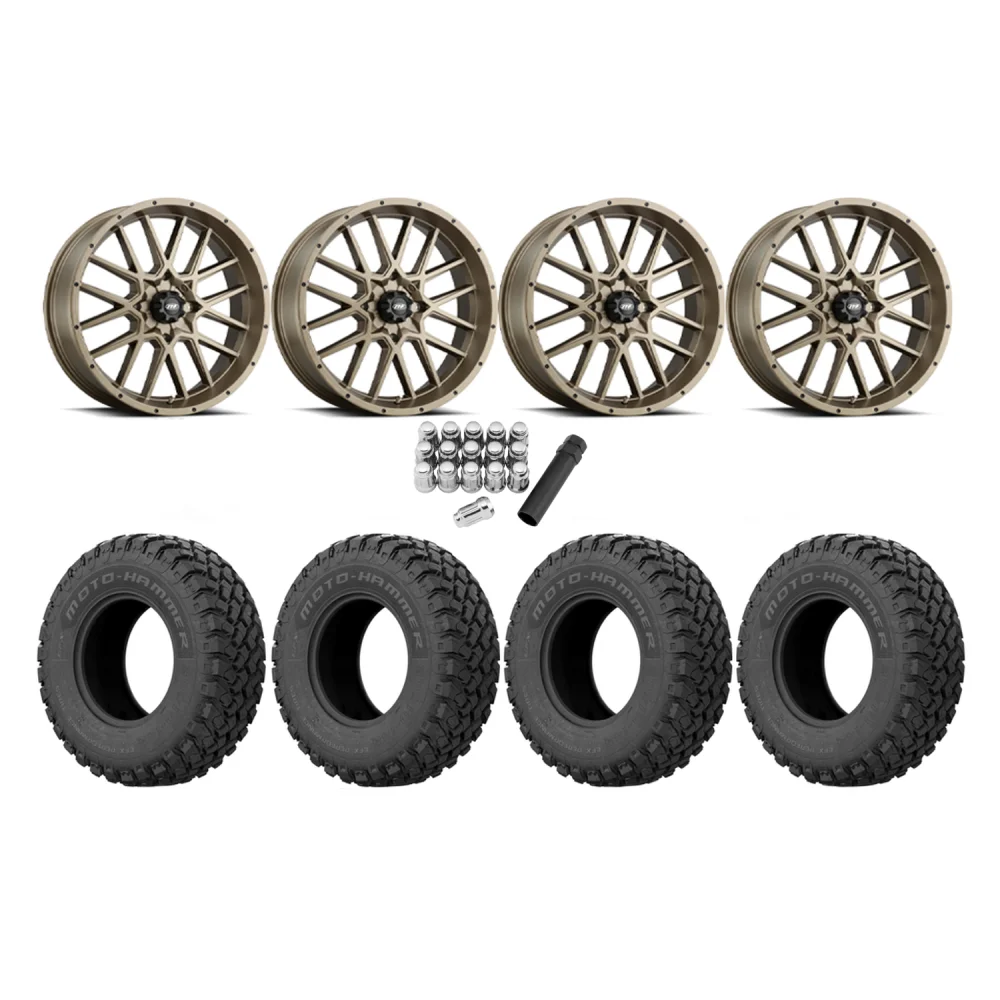 EFX MotoHammer 33x10-18 Tires on ITP Hurricane Bronze Wheels, complete kit
