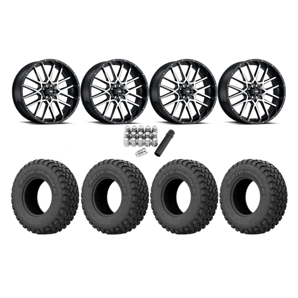EFX MotoHammer 33x10-18 Tires on ITP Hurricane Machined Wheels, complete kit