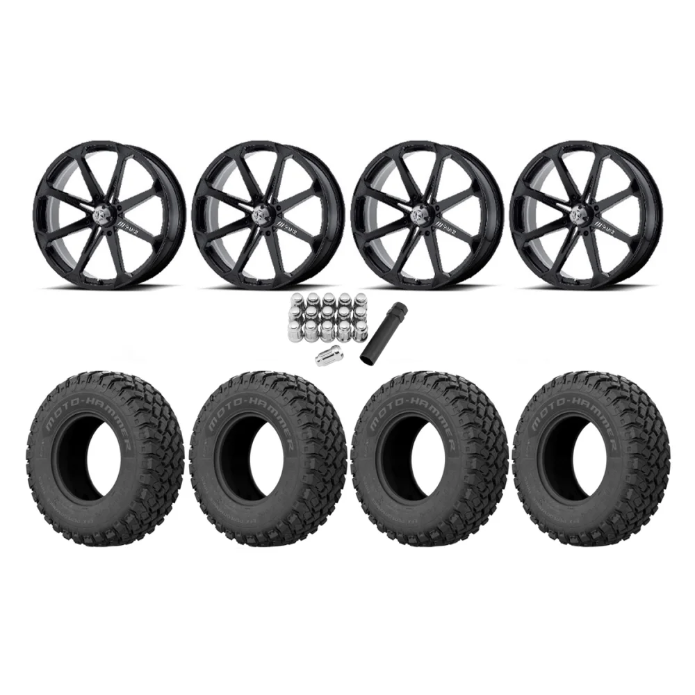 EFX MotoHammer 33x10-18 Tires on MSA M12 Diesel Wheels, complete kit