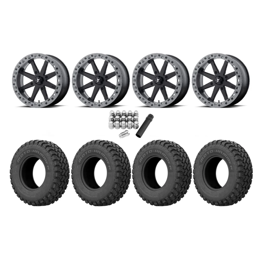 EFX MotoHammer 33x10-18 Tires on MSA M31 Lok2 Beadlock Wheels, complete kit
