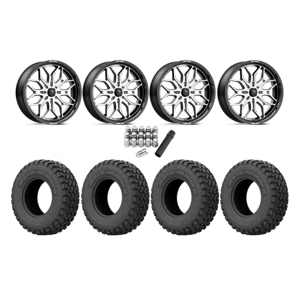 EFX MotoHammer 34x10-20 Tires on MSA M47 Sniper Machined Wheels, complete kit