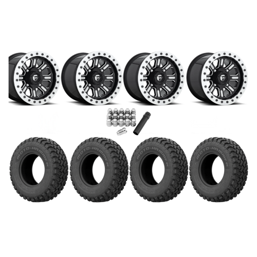 EFX MotoHammer 32x10-15 Tires on Fuel Hardline Gloss Black Milled Beadlock Wheels