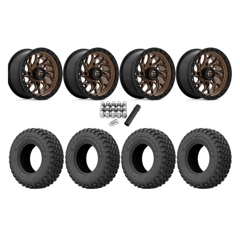 EFX MotoHammer 32x10-15 Tires on Fuel Runner Matte Bronze Wheels, complete kit