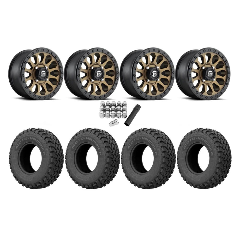 EFX MotoHammer 32x10-15 Tires on Fuel Vector Matte Bronze Wheels, complete kit