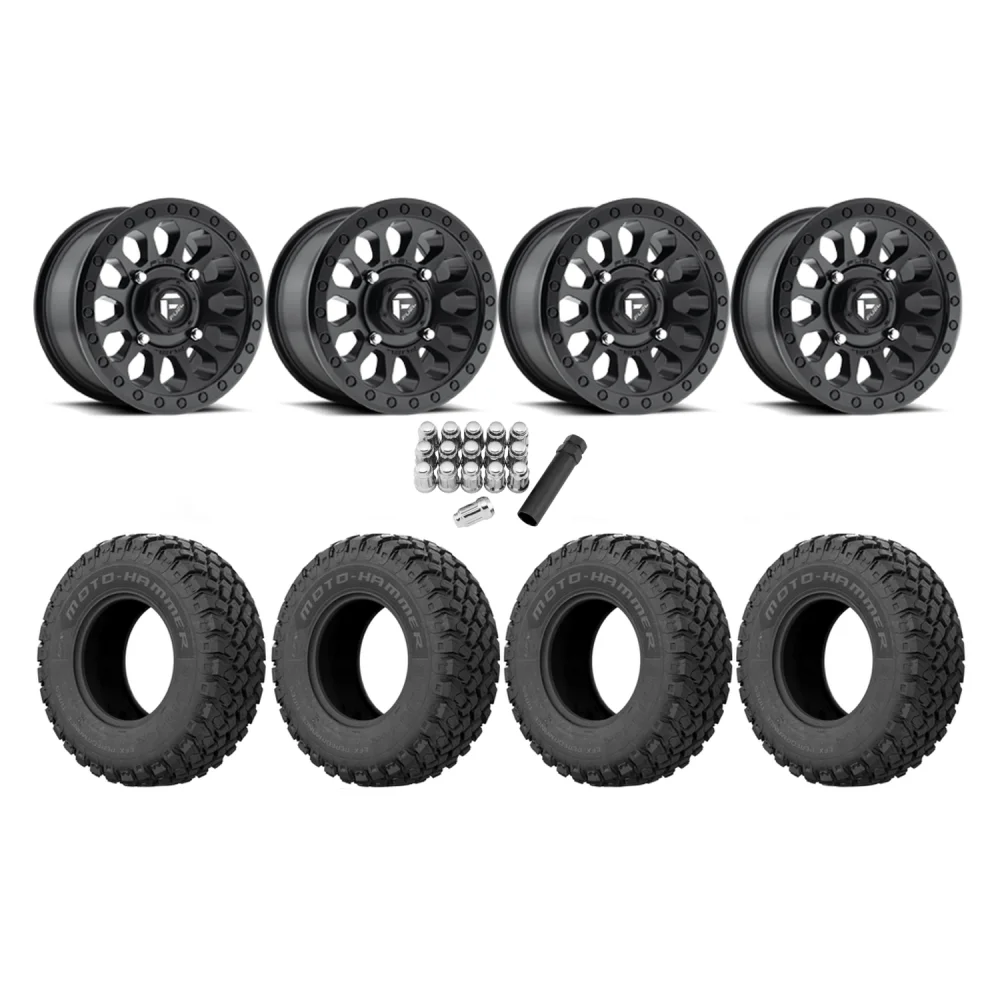 EFX MotoHammer 32x10-15 Tires on Fuel Vector Matte Black Wheels, complete kit