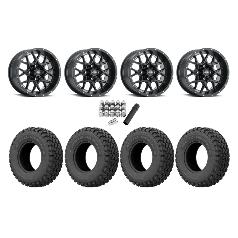 EFX MotoHammer 31x10-14 Tires on ITP Hurricane Satin Black Wheels, complete kit