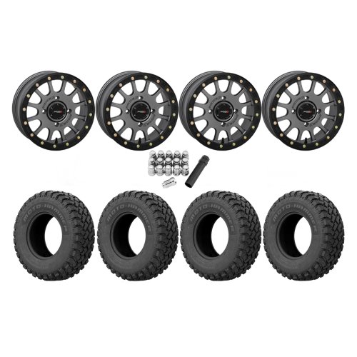 EFX MotoHammer 31x10-14 Tires on SB-5 Gunmetal Grey Beadlock Wheels