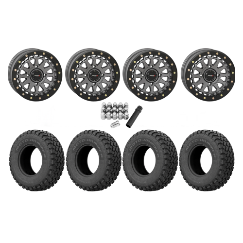 EFX MotoHammer 32x10-15 Tires on SB-6 Gunmetal Grey Beadlock Wheels