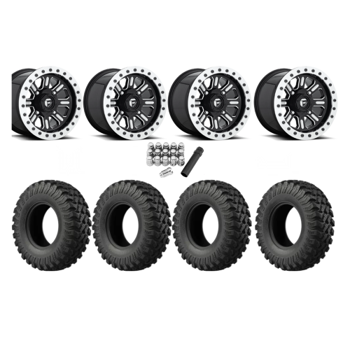 EFX MotoRally 30x10-15 Tires on Fuel Hardline Gloss Black Milled Beadlock Wheels