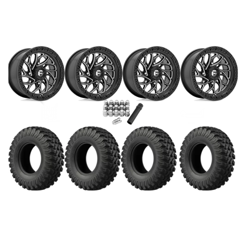 EFX MotoRally 28x10-15 Tires on Fuel Runner Gloss Black Milled Wheels