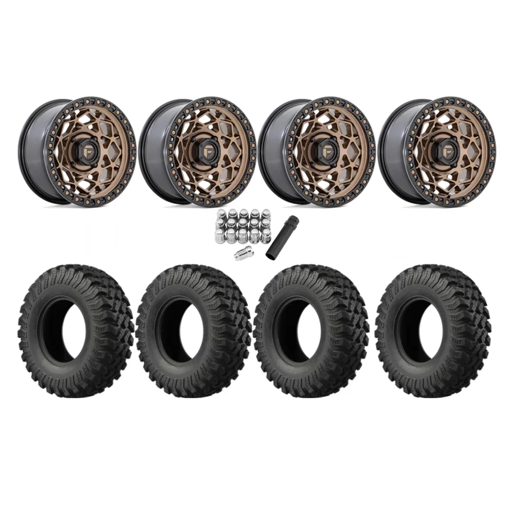 EFX MotoRally 28x10-15 Tires on Fuel Unit Matte Bronze Wheels, complete kit