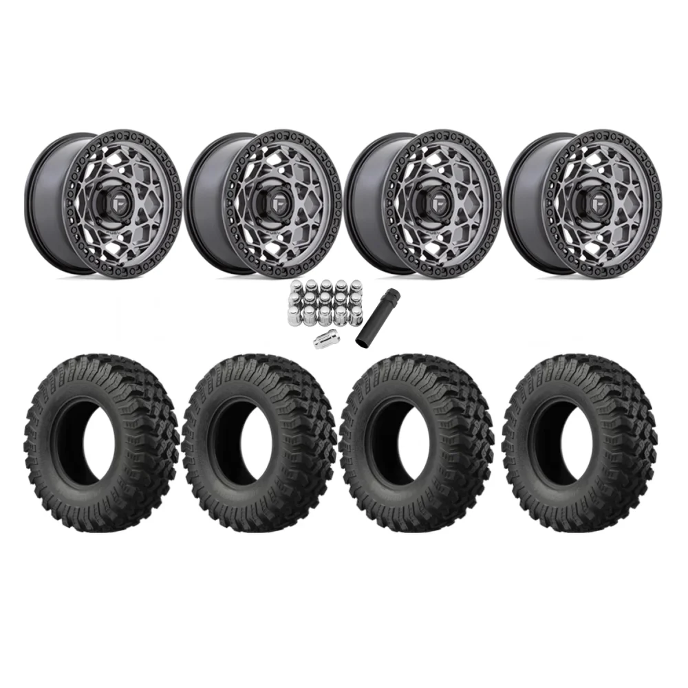 EFX MotoRally 35x10-15 Tires on Fuel Unit Matte Anthracite Wheels, complete kit