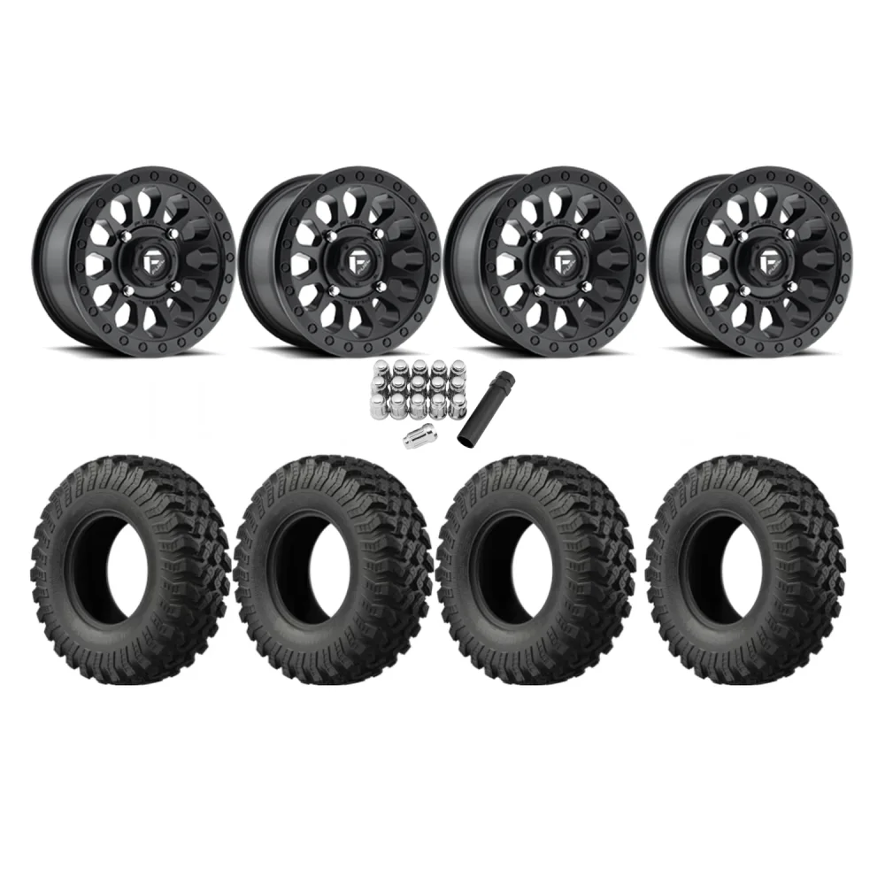 EFX MotoRally 30x10-14 Tires on Fuel Vector Matte Black Wheels, complete kit