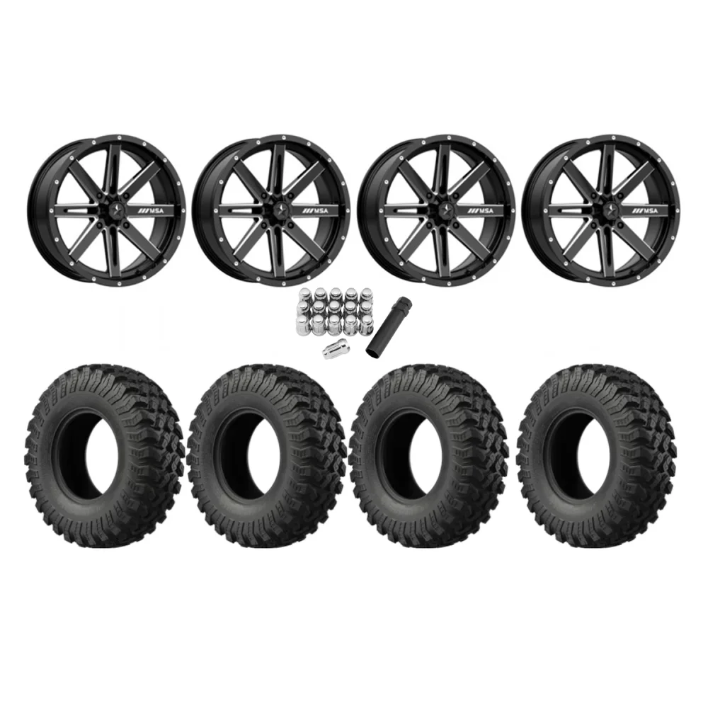 EFX MotoRally 35x10-15 Tires on MSA M41 Boxer Wheels, complete kit
