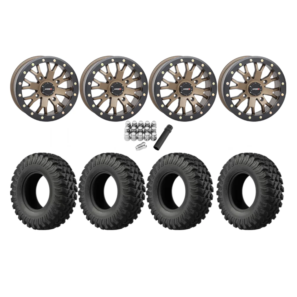 EFX MotoRally 37x10-15 Tires on SB-4 Bronze Beadlock Wheels, complete kit