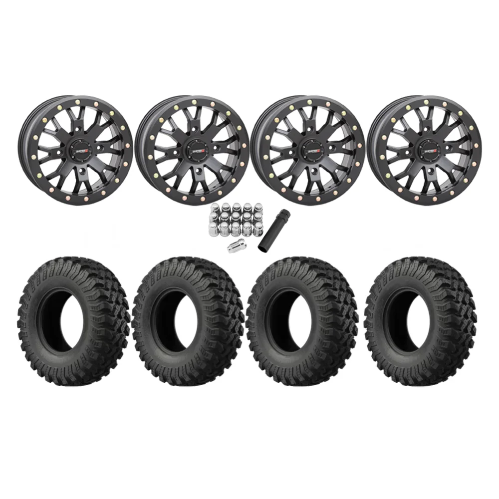 EFX MotoRally 30x10-14 Tires on SB-4 Matte Black Beadlock Wheels, complete kit