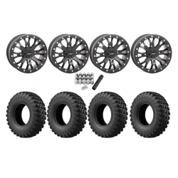 EFX MotoRally 28x10-14 Tires on SB-4 Matte Black Beadlock Wheels