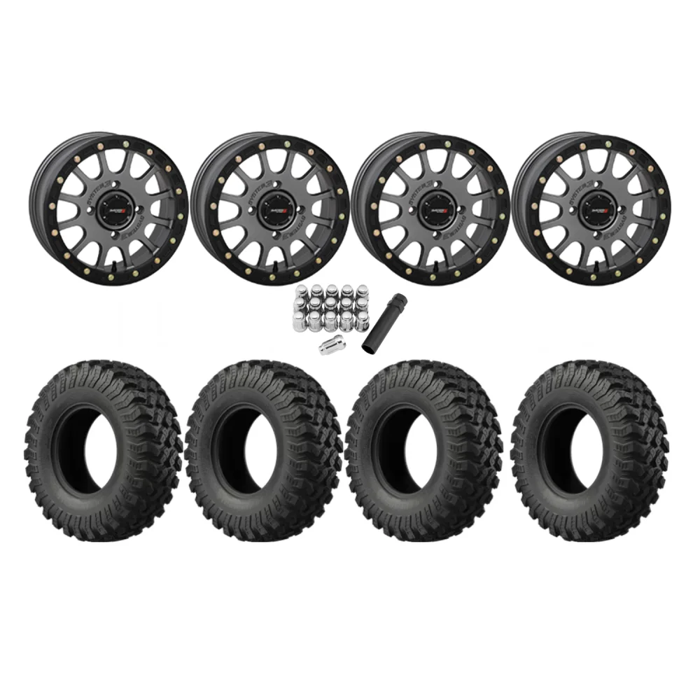 EFX MotoRally 30x10-15 Tires on SB-5 Gunmetal Grey Beadlock Wheels, complete kit