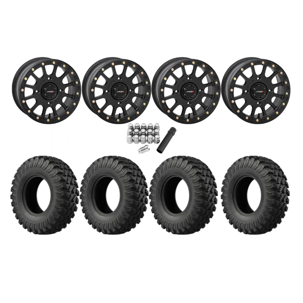 EFX MotoRally 30x10-15 Tires on SB-5 Matte Black Beadlock Wheels, complete kit