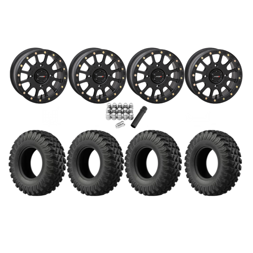 EFX MotoRally 28x10-15 Tires on SB-5 Matte Black Beadlock Wheels