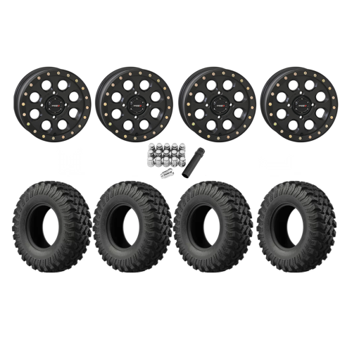 EFX MotoRally 28x10-15 Tires on SB-7 Matte Black Beadlock Wheels