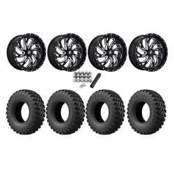 EFX MotoRally 35x10-18 Tires on Fuel Kompressor Gloss Black Milled Wheels EFX MotoRally 35x10-18 Tires on Fuel Kompressor Gloss Black Milled Wheels