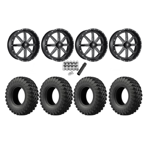 EFX MotoRally 37x10-18 Tires on Fuel Maverick Matte Black Milled Wheels