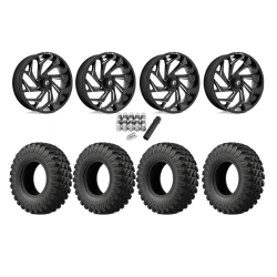 EFX MotoRally 35x10-18 Tires on Fuel Reaction Gloss Black Milled Wheels
