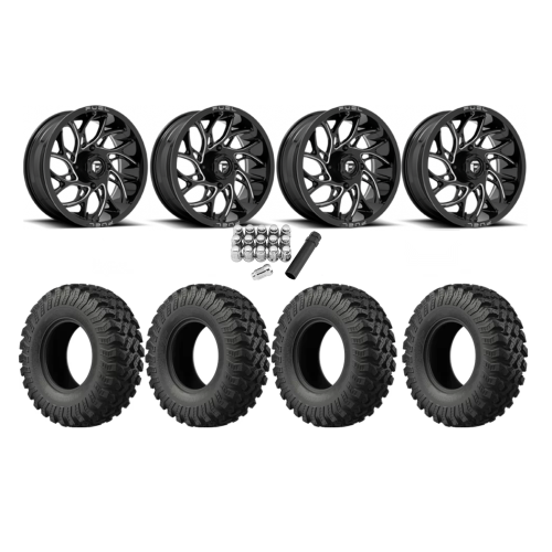 EFX MotoRally 37x10-18 Tires on Fuel Runner Gloss Black Milled Wheels