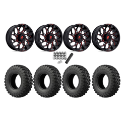 EFX MotoRally 37x10-18 Tires on Fuel Runner Candy Red Wheels