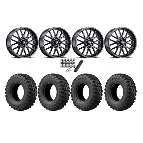 EFX MotoRally 37x10-18 Tires on ITP Hurricane Gloss Black Wheels
