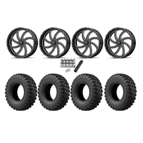 EFX MotoRally 35x10-18 Tires on MSA M36 Switch Gloss Black Milled Wheels