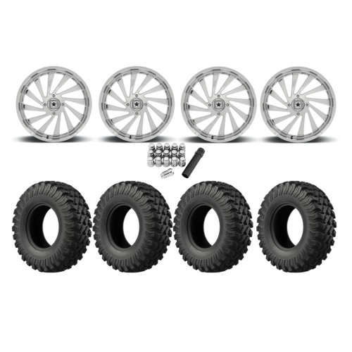 EFX MotoRally 37x10-18 Tires on MSA M46 Blade Chrome Wheels
