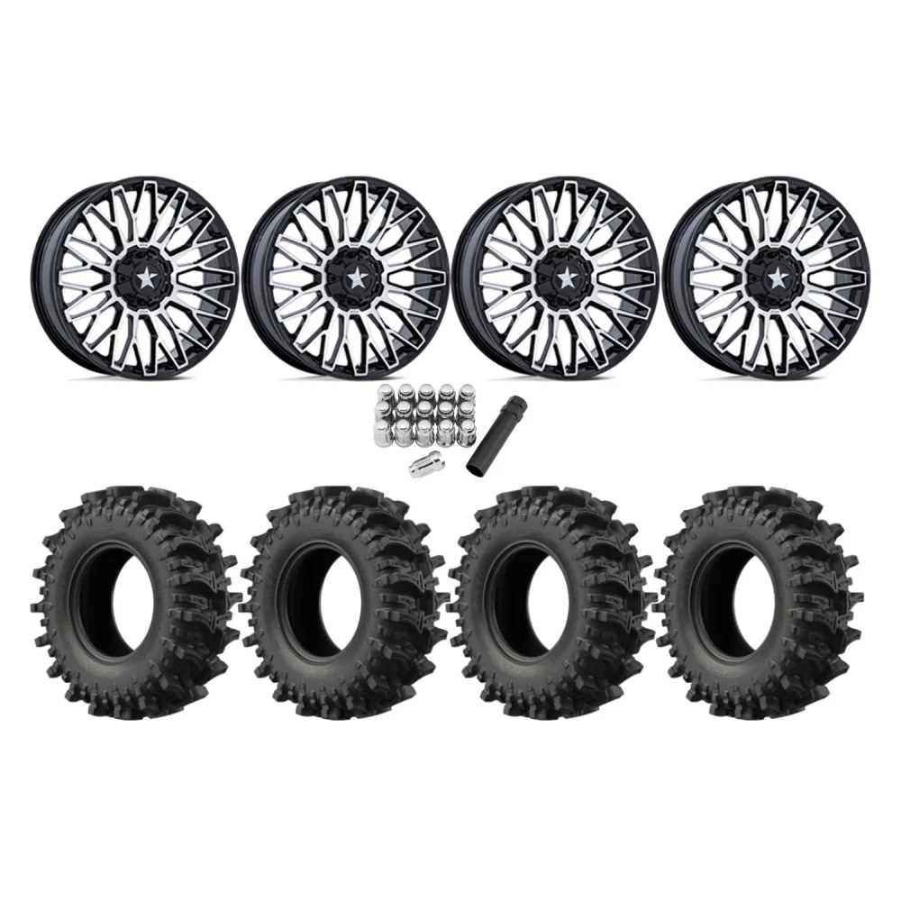 EFX MotoSlayer 35x9.5-24 Tires on MSA M50 Clubber Machined Wheels, complete kit