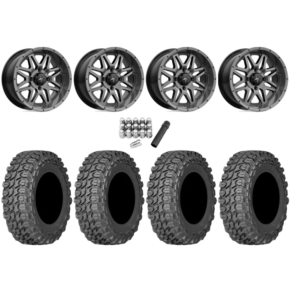 Gladiator X Comp ATR 30x10-14 (10ply) Radial Tires on MSA M26 Vibe Dark Tint Wheels, complete kit