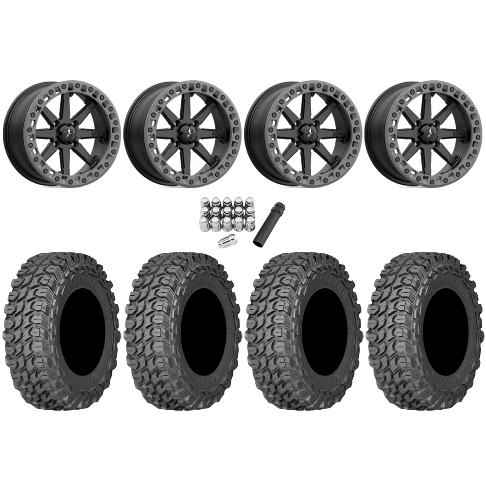 Gladiator X Comp ATR 32x10-14 (10ply) Radial Tires on MSA M31 Lok2 Satin Black Beadlock Wheels, complete kit