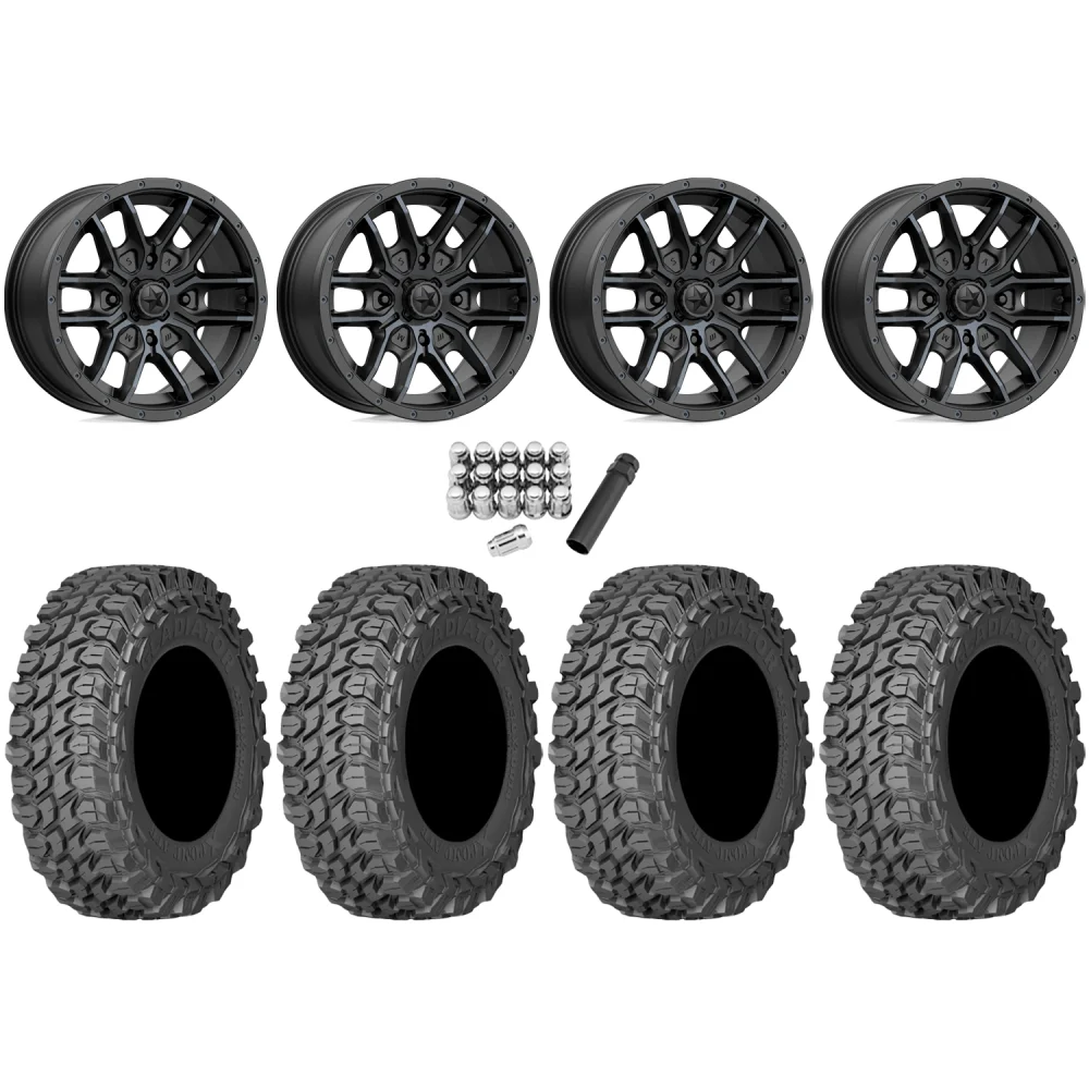 Gladiator X Comp ATR 30x10-14 (10ply) Radial Tires on MSA M43 Fang Titanium Tint Wheels, complete kit
