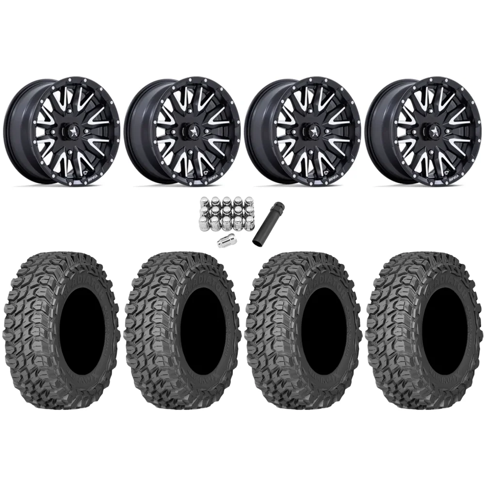 Gladiator X Comp ATR 35x10-15 (10ply) Radial Tires on MSA M49 Creed Matte Black & Machined Wheels, complete kit