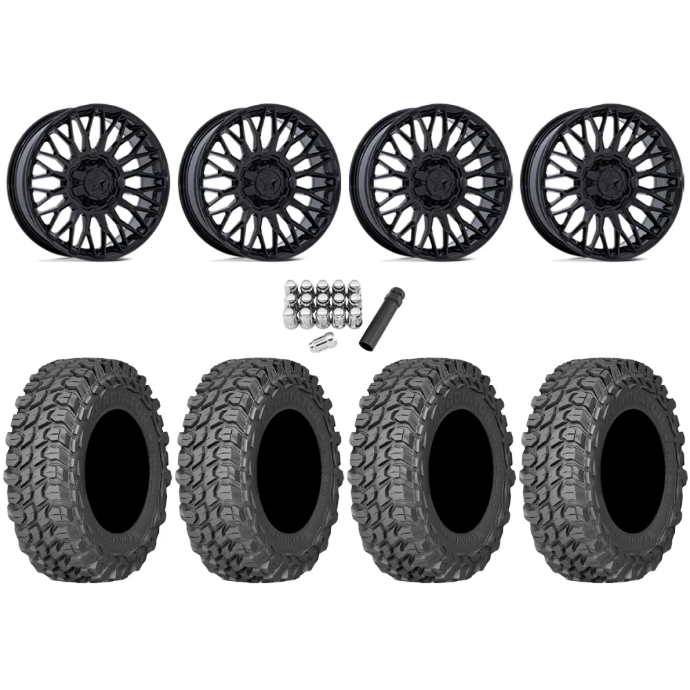 Gladiator X Comp ATR 30x10-14 (10ply) Radial Tires on MSA M50 Clubber Gloss Black Wheels, complete kit